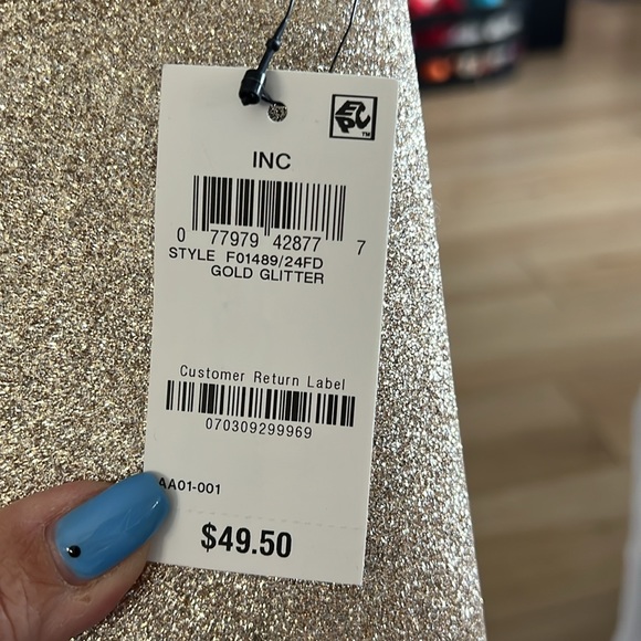 INC International Concept NWT Gold Clutch with Silver Rhinestone Bow - Picture 8 of 9